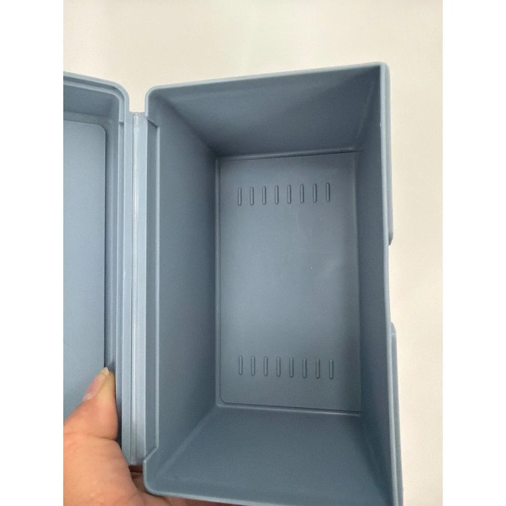 Vintage Blue Plastic Index Card Box with Oxford A-Z Monthly Dividers 3x5 Storage